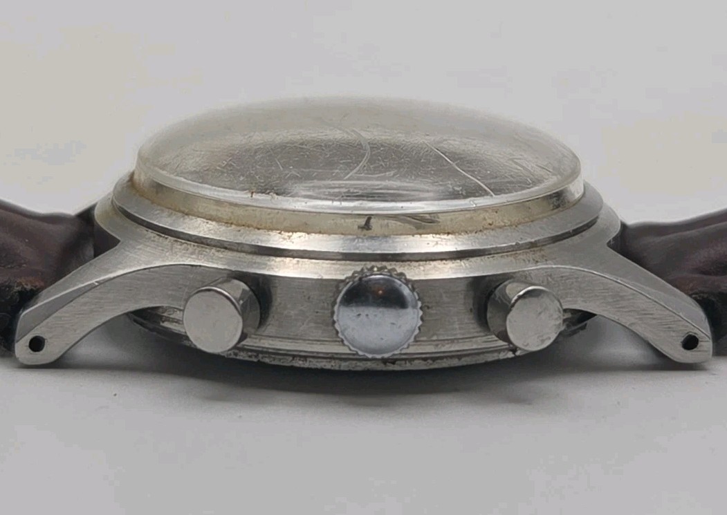 Vtg 1950s Wittnauer 36mm SS Case Two Register Chronograph Original Dial Watch