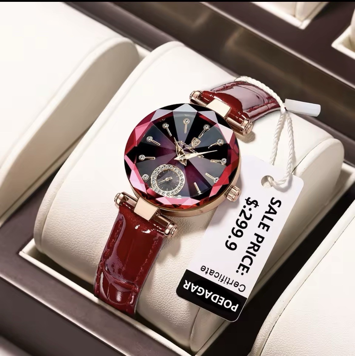 POEDAGAR Women Watches Fashion Diamond Dial Leather Quartz Watch Top BrandLuxury