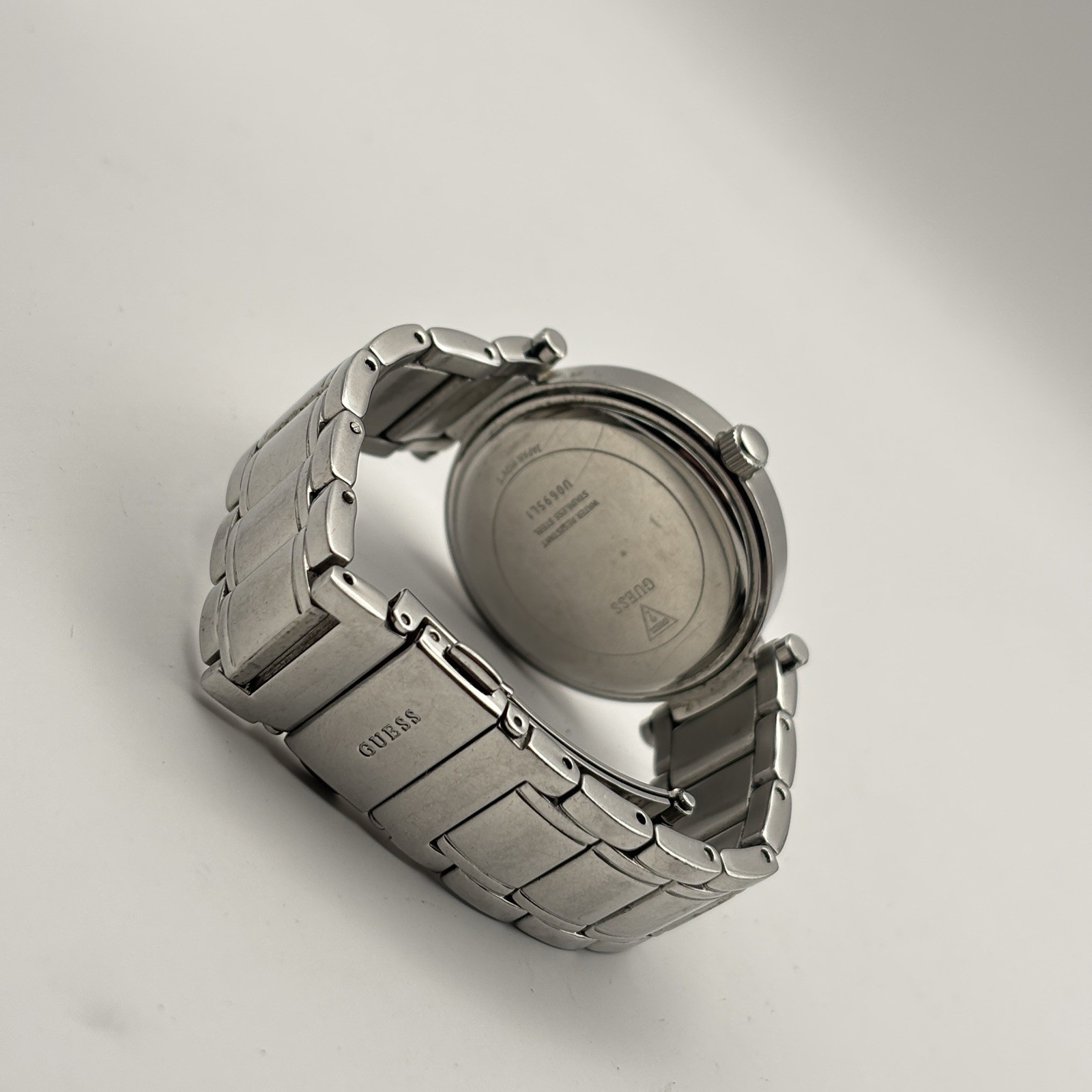 Ladies U0695L1 Stainless Black-Dial Diamonds Guess Watch #8.7