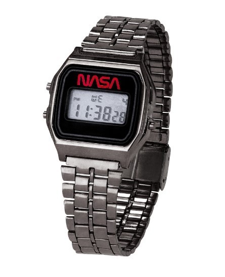 OFFICIAL NASA RETRO WORM LOGO DIGITAL WRISTWATCH GUNMETAL BRAND NEW!