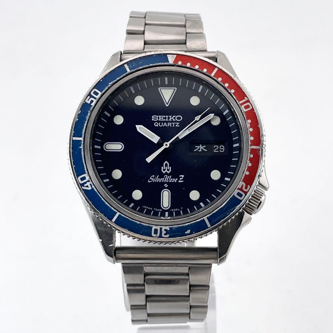 Seiko Silver Wave Z Pepsi Diver’s Red Vintage Watch Japan 1978 076127