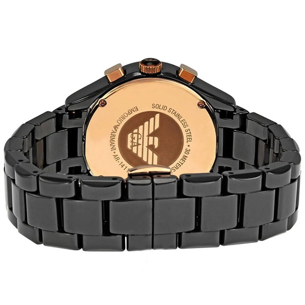 EMPORIO ARMANI WOMENS WATCH CERAMIC BLACK STRAP WITH BLACK DIAL GENUINE AR1411