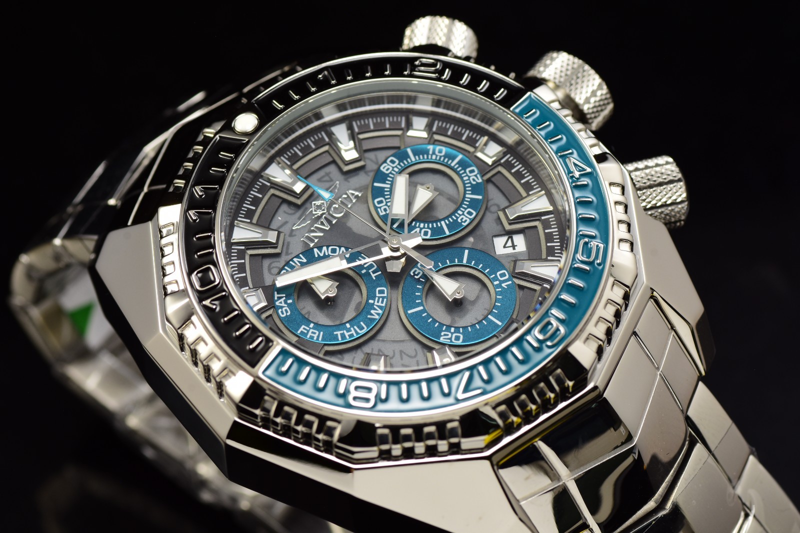 Invicta Akula Tellurion Swiss Ronda High Polish Men’s Turquoise Steel Watch 55mm