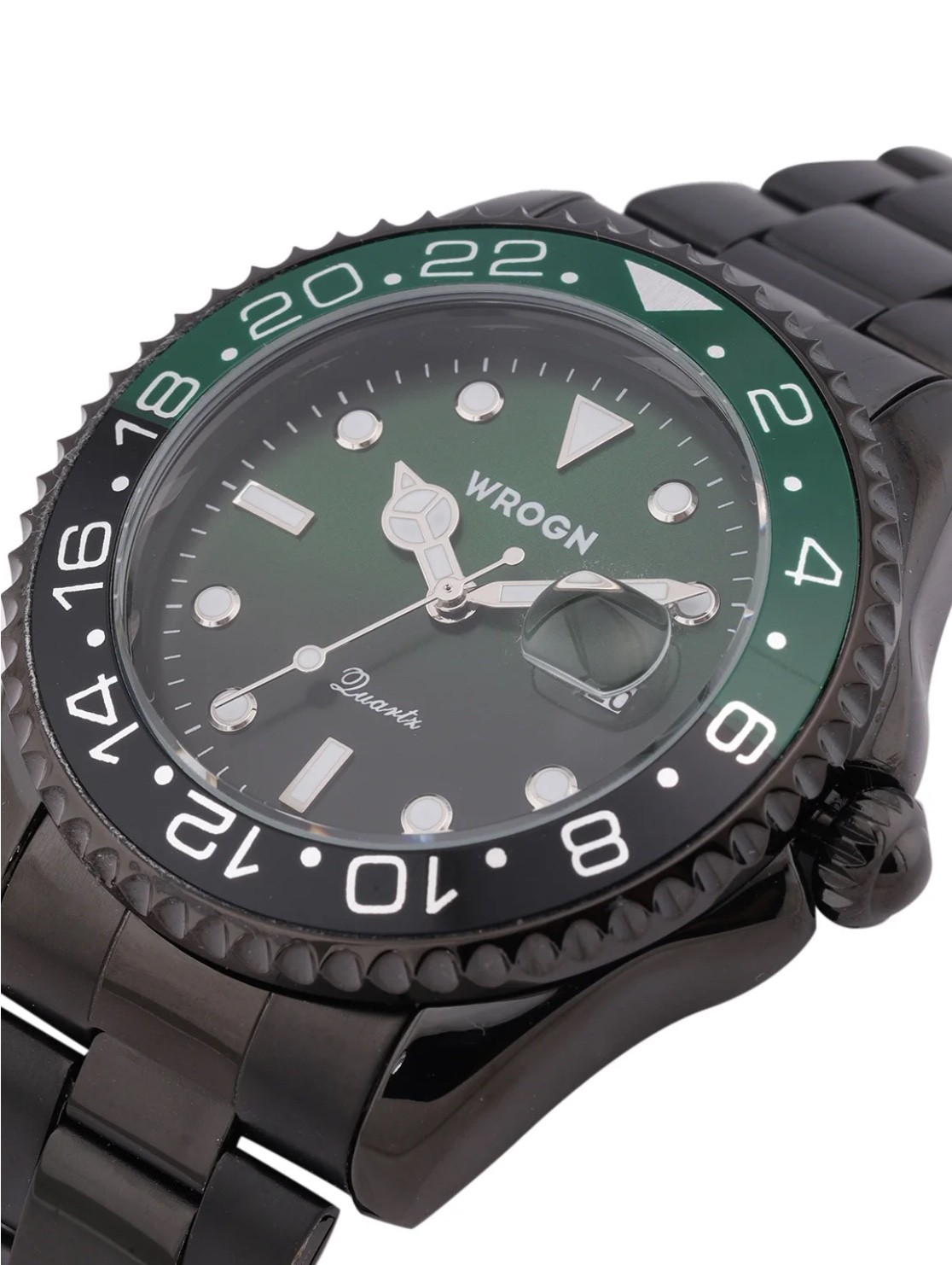 WROGN Men’s Analog Quartz Stainless Steel Watch Date Display Black/Silver
