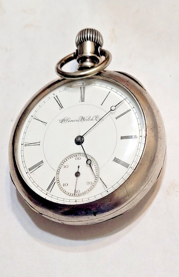 Vintage 1890 Illinois Size 16s 15 Jewels COIN SILVER Hunter Pocket Watch.