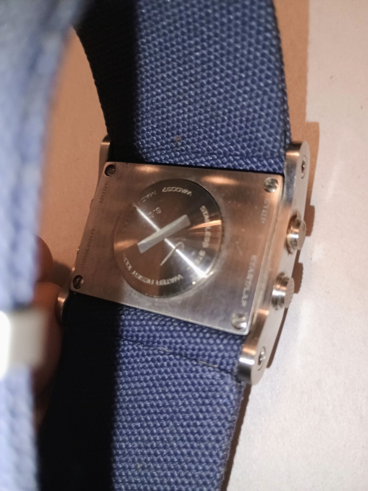 VINTAGE Nike Oregon Rectangle WA0037 Watch – Blue Canvas Strap – Gorpcore Y2K