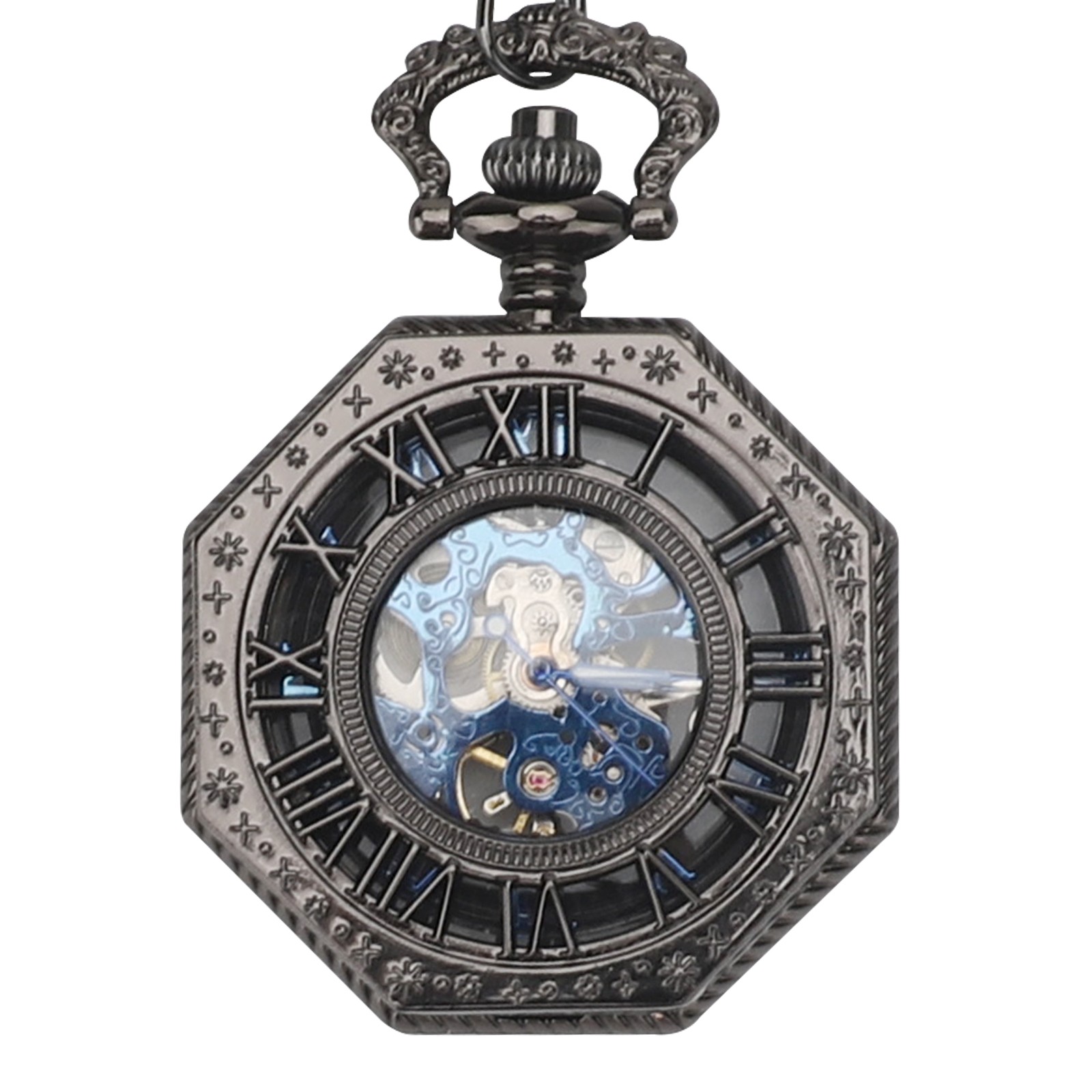 Antique Mechanical Pocket Watch for Men – Octagon Skeleton Dial Luxury Classic