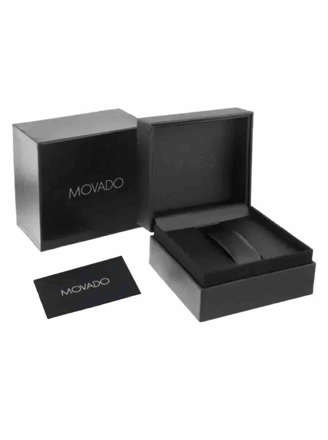 Brand New Movado Men Signature Yellow Gold Black Dial Leather Band Watch 0607591