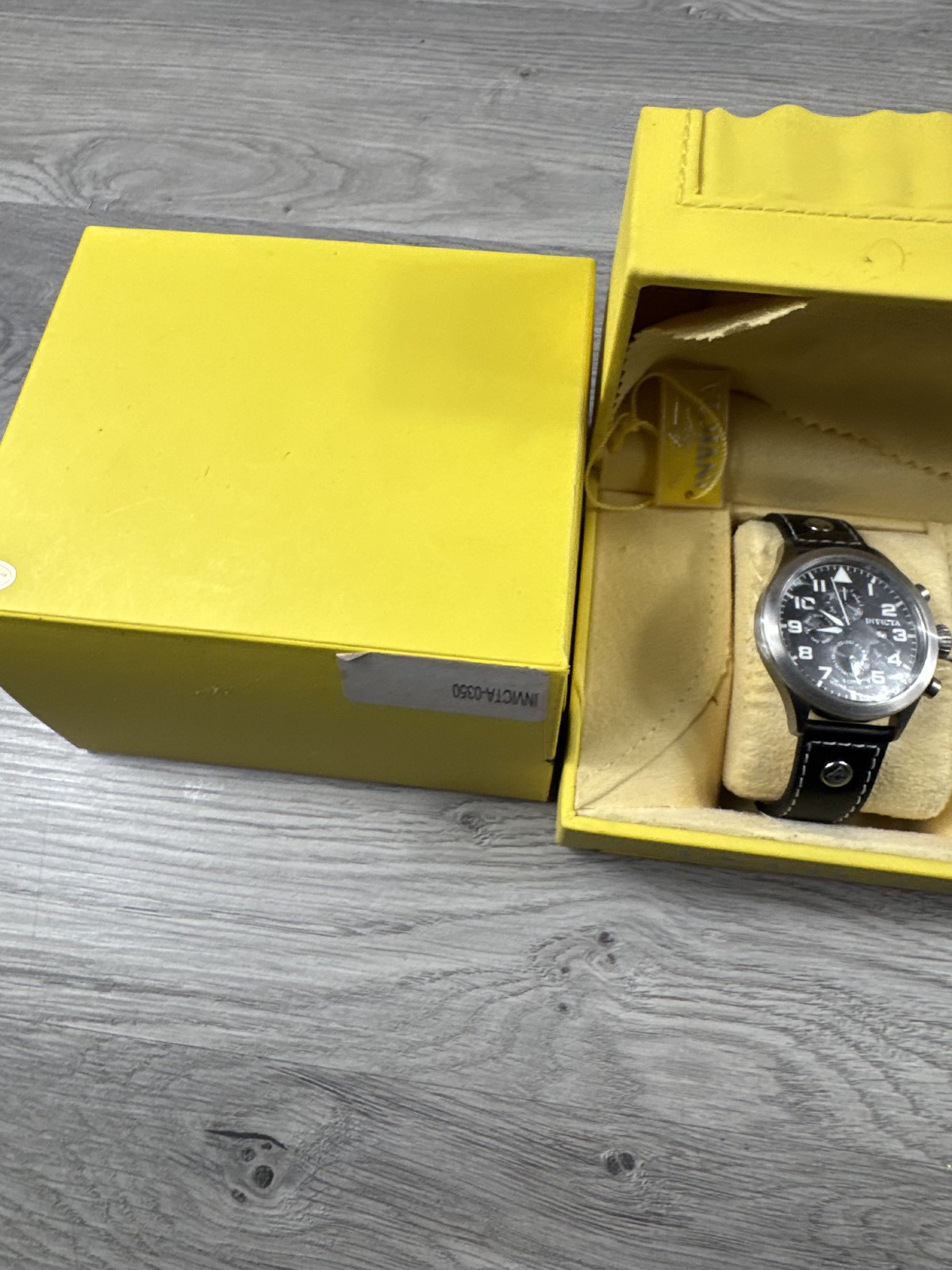 Invicta I Force Black Leather Men’s Watch Water Resistant 100M Flame Fusion READ