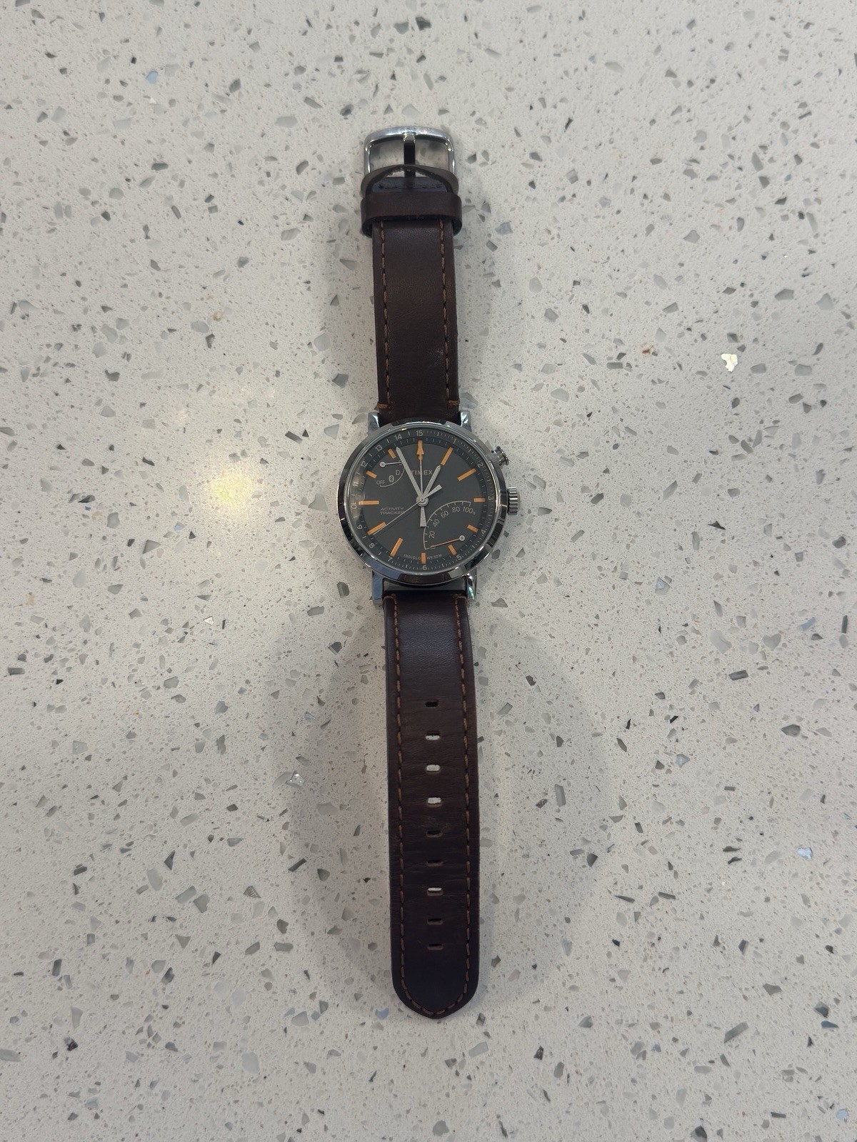 Timex Activity Tracker Bluetooth Indiglo Analog Watch 42mm 50m Brown Leather