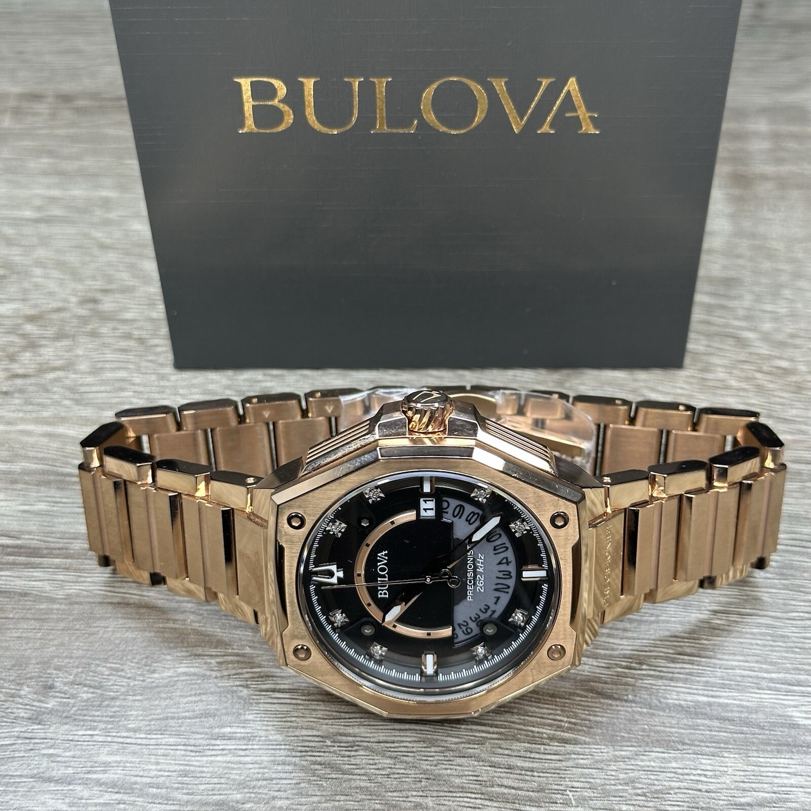 NEW✅262kHz✅Bulova Precisionist X Chronograph Rose Gold Steel Watch 97D129 $995