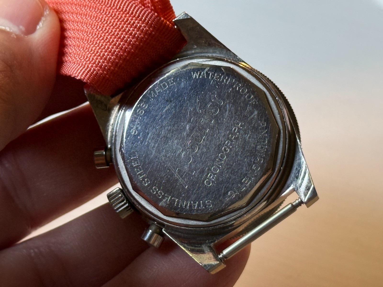 Vintage Accurist Chronograph Landeron 248 Watch w/ Nylon Strap