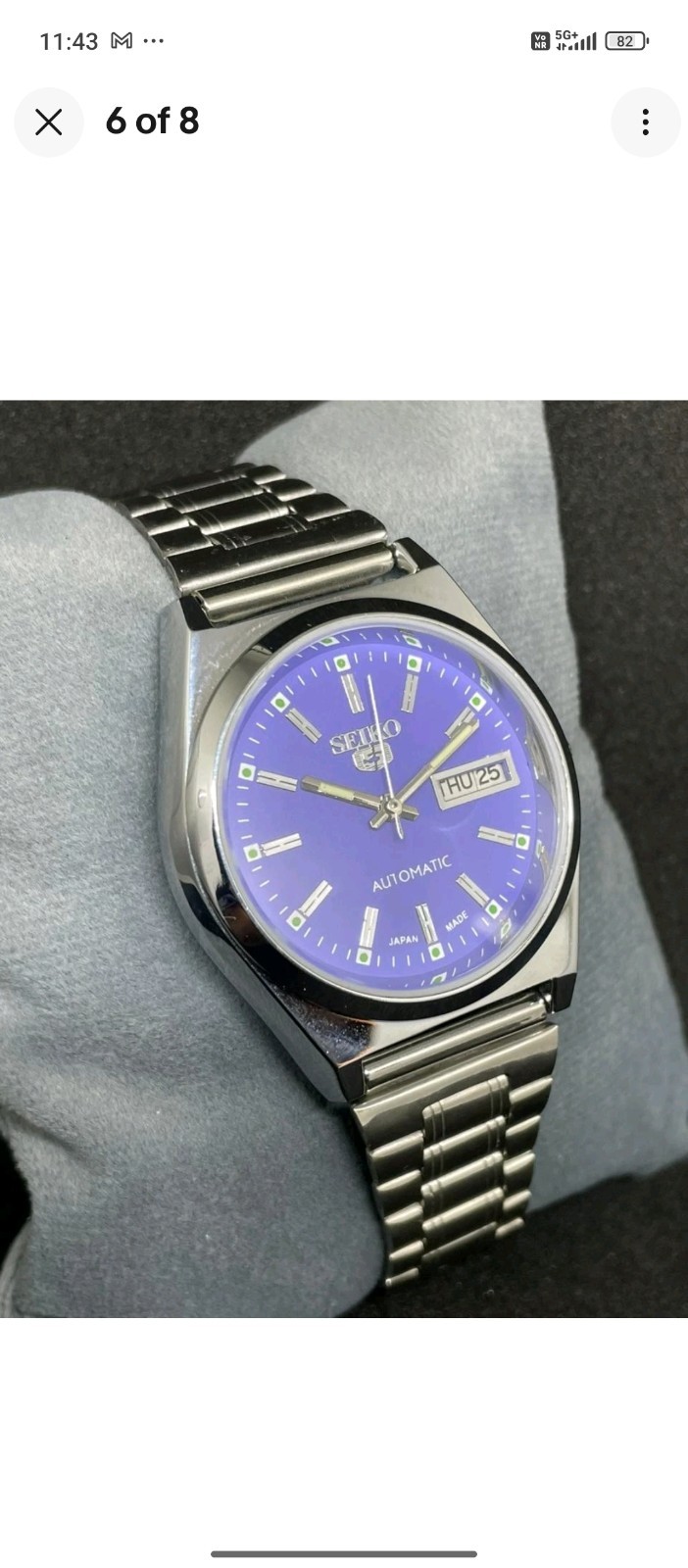 Automatic Seiko Refurbished Purple Dial Day / Date Men’s Wrist Watch Japanese