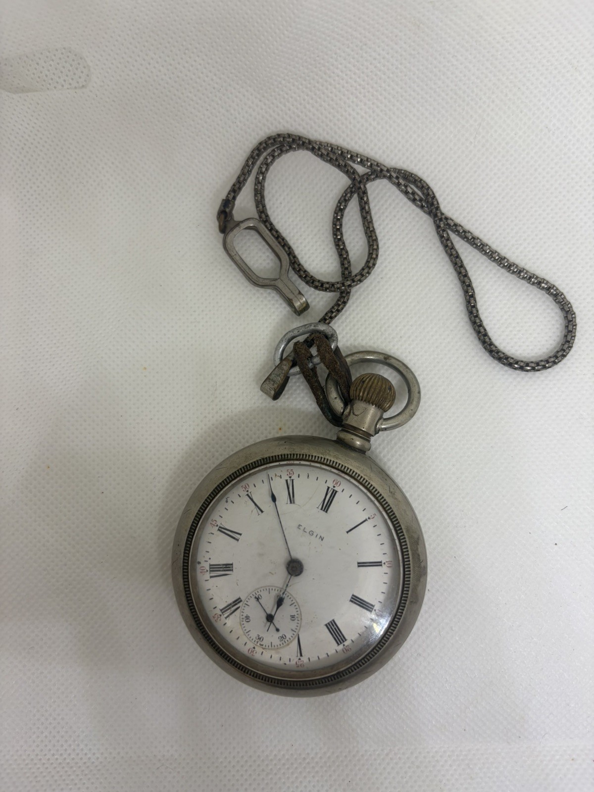 Antique – Open Face – Elgin – Gold Filled Pocket Watch – W/ Chain (27312)