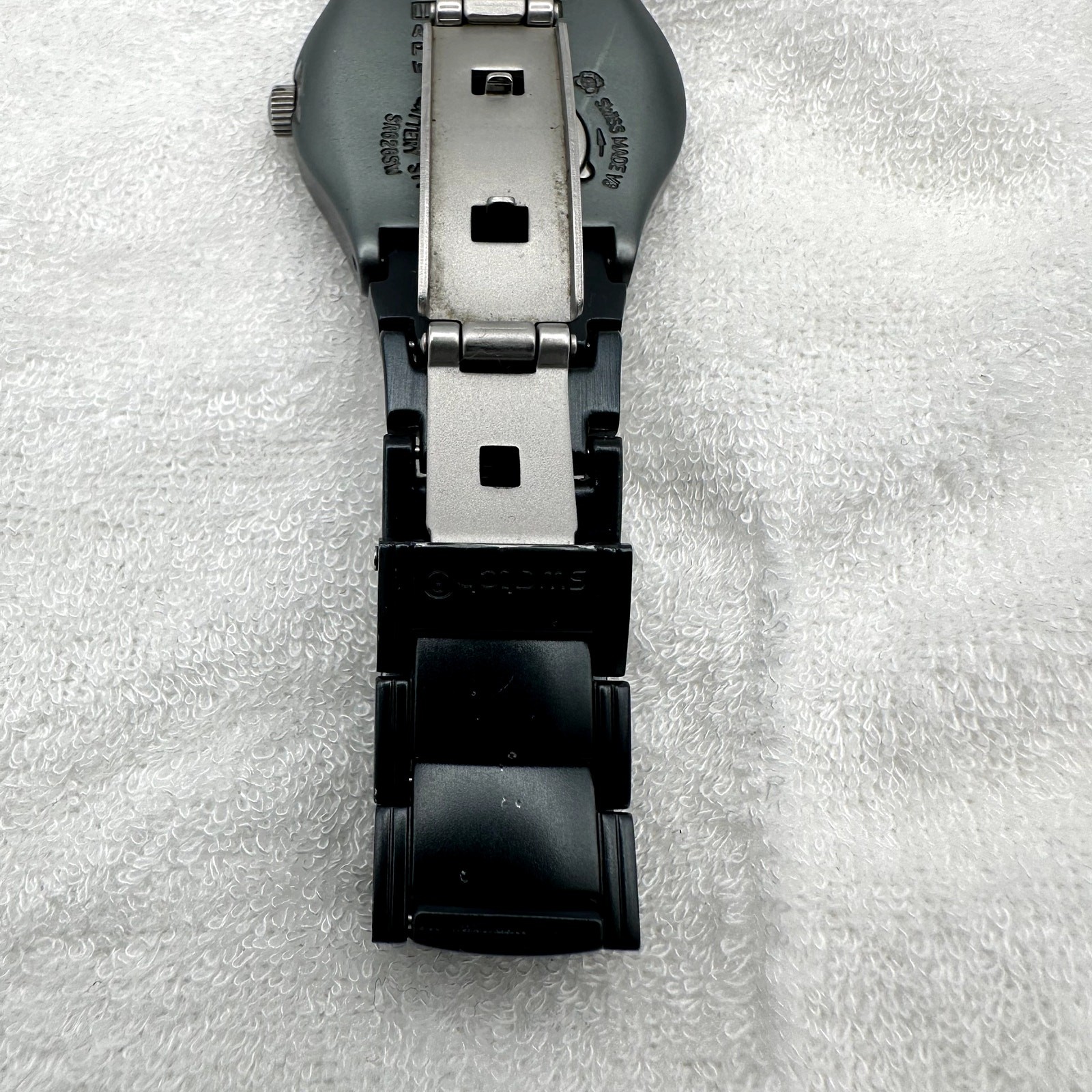 Swatch Irony Black Thought YLB7000AG Black Blue Dial Quartz Analog Watch