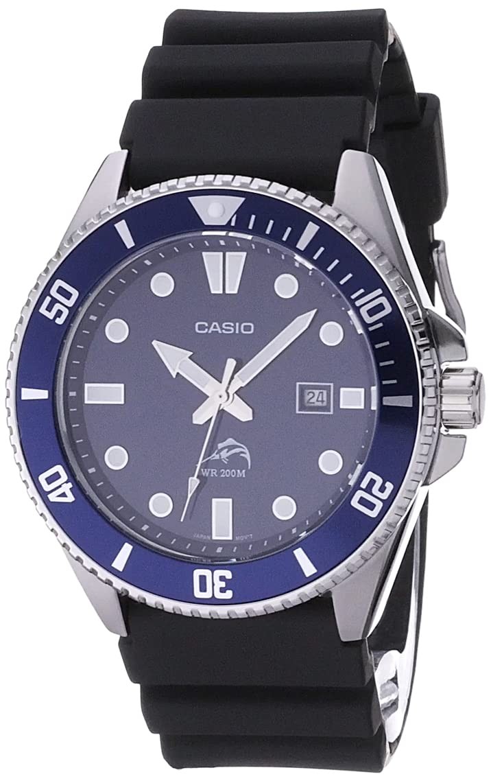 Casio Divers Stainless Steel Quartz Watch Resin Band Black 25.6 (Model: MDV106B-