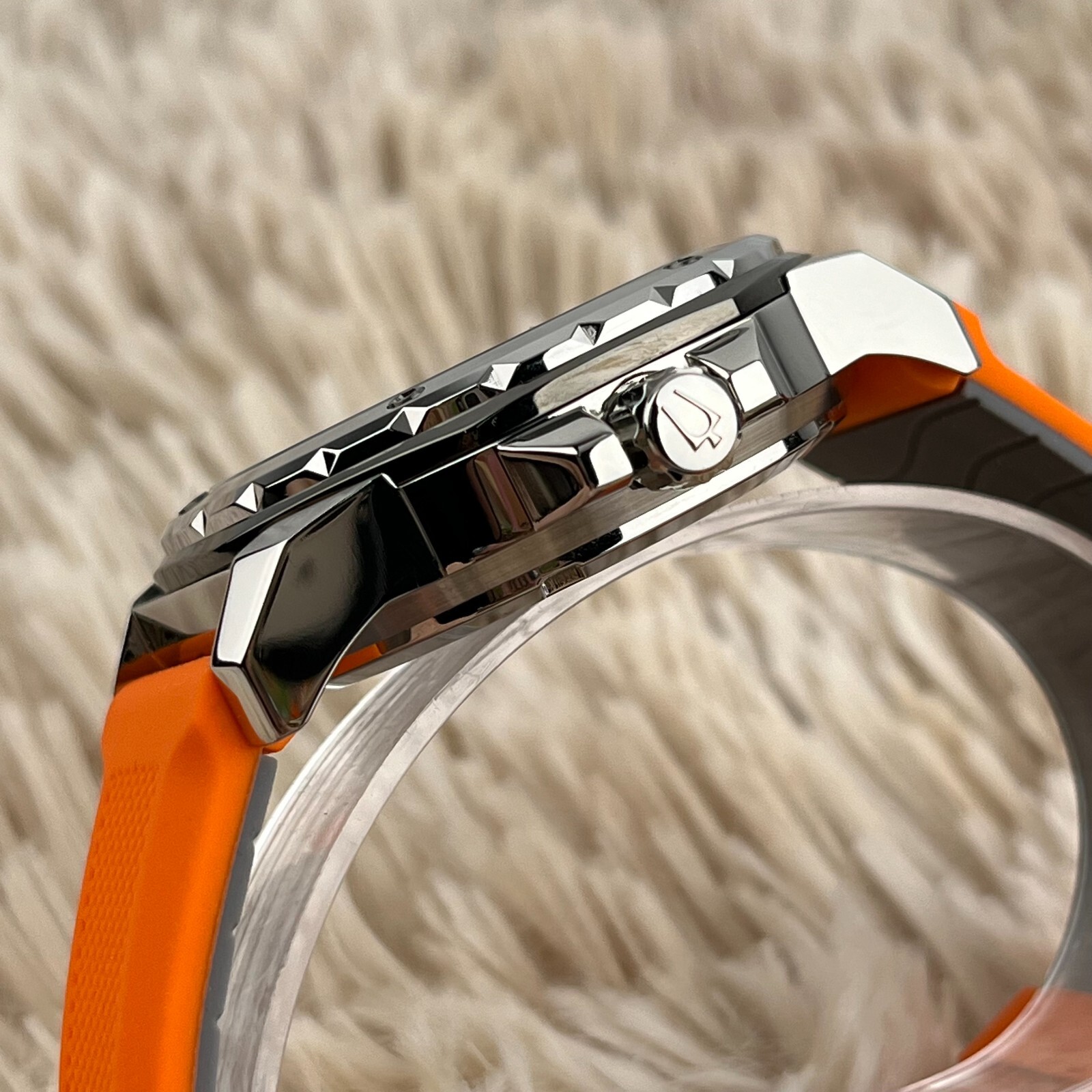 Bulova Marine Star Automatic White Dial Orange Rubber Strap Men’s Watch 98A226