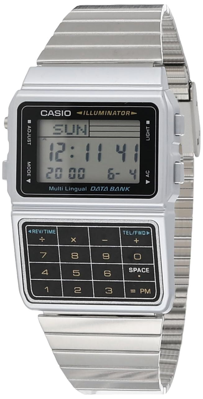 Casio Silver Tone 25 Memory Calculator Databank Watch DBC-611-1DF