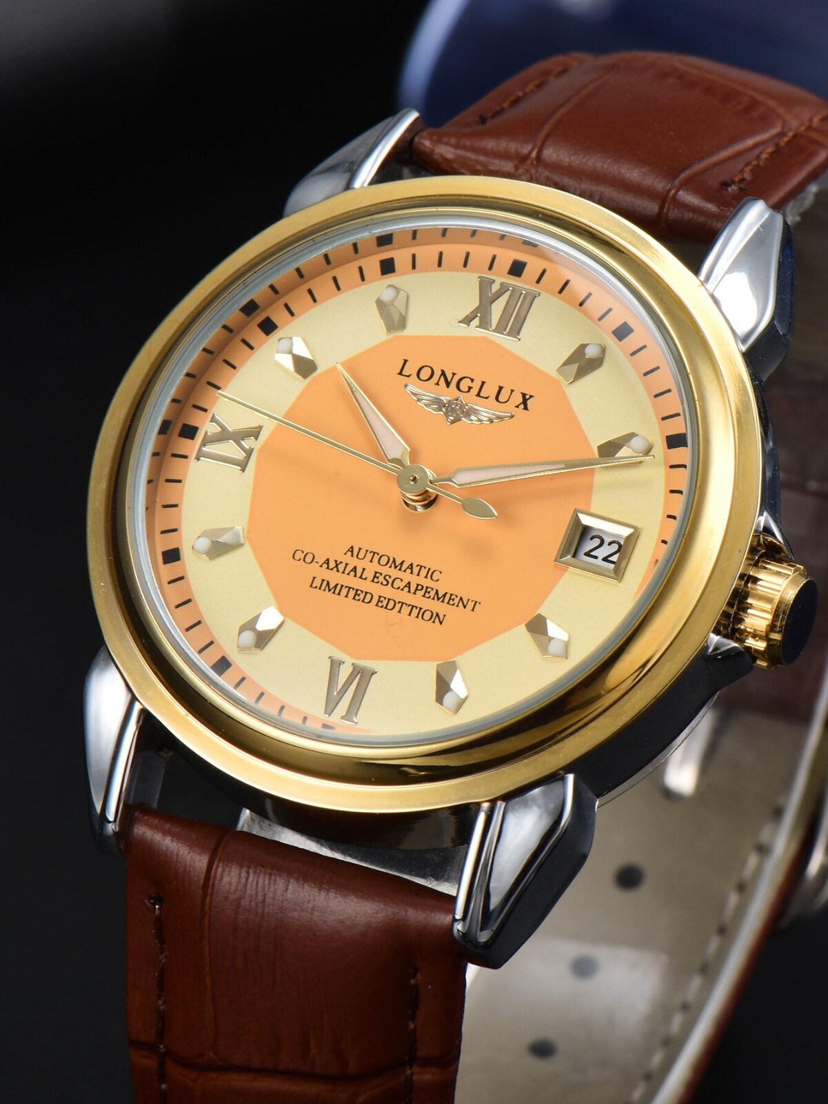 Men Automatic Watch Business Leather Waterproof Day Date Display Limited Edition
