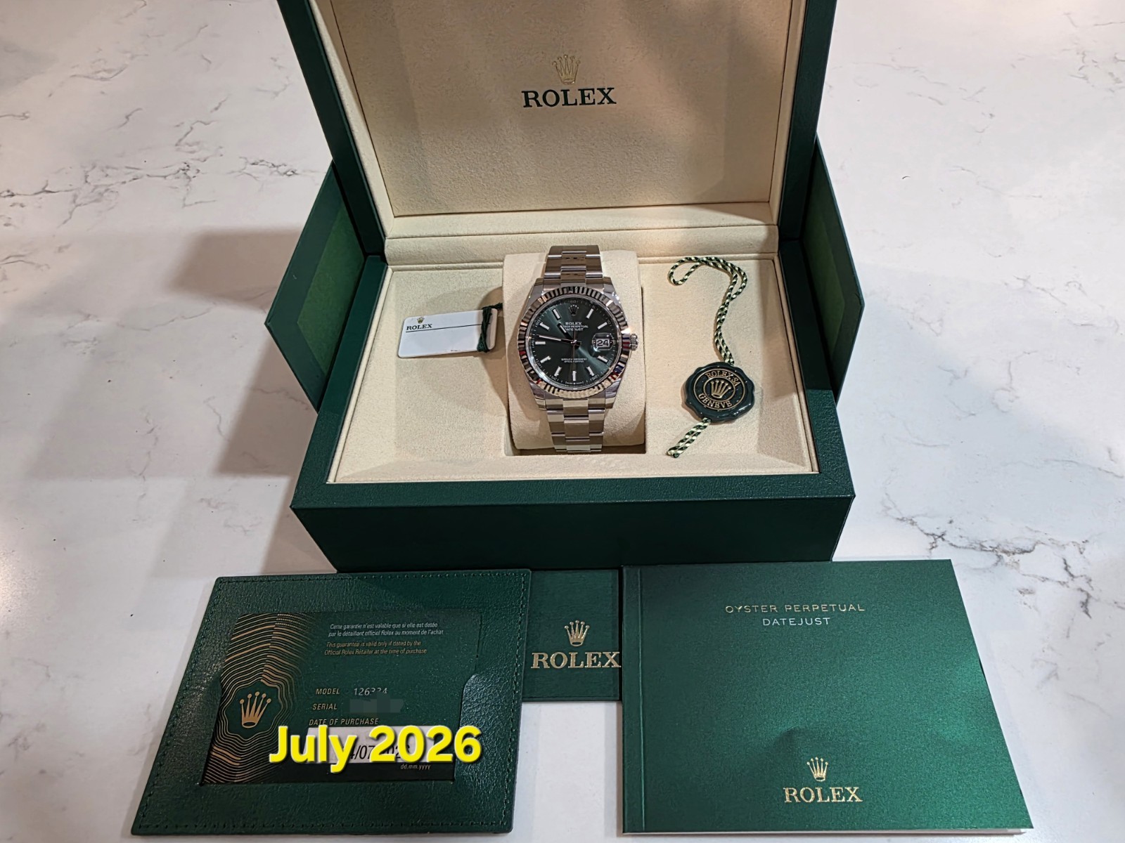 2026 Rolex Datejust 41 mm 126334 Mint Green Oyster Brand New/Unworn Complete Set