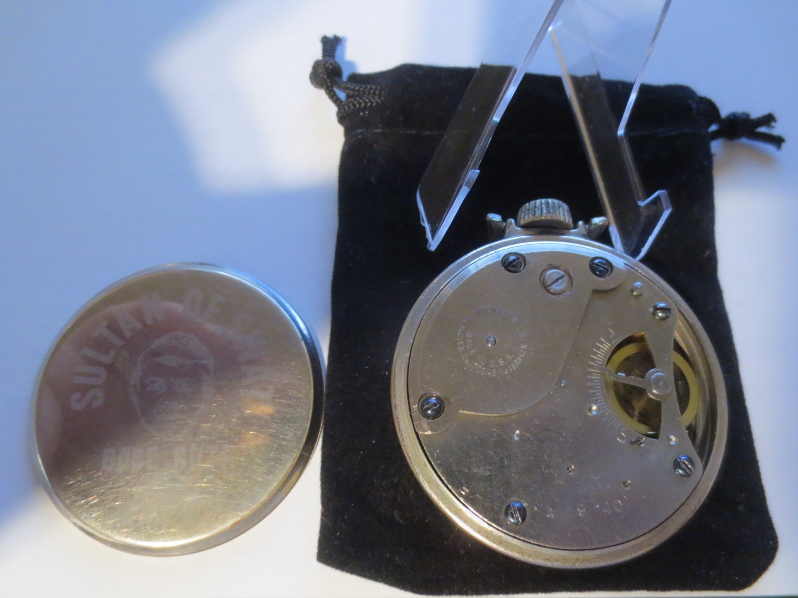 1940 16s Westclox Pocket W Baseball Babe Ruth Ad Theme Dial & Case Runs Well.