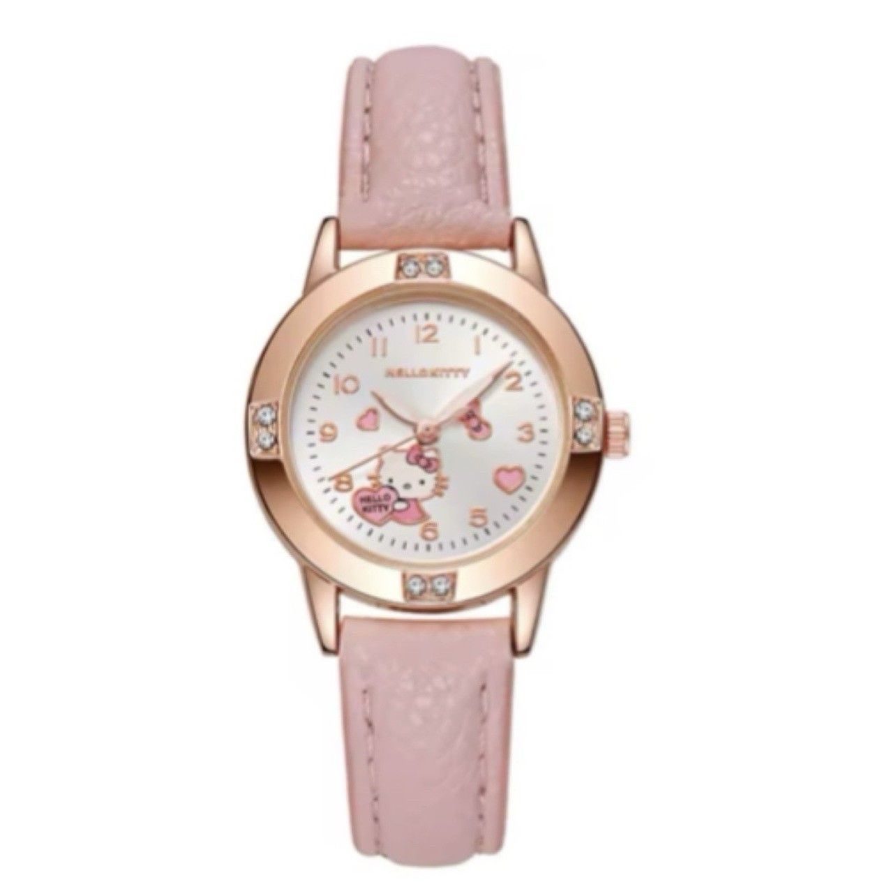 Stunning Hello Kitty PINK Leather Strap -Child Wrist Watch -Luminous ~NEW~