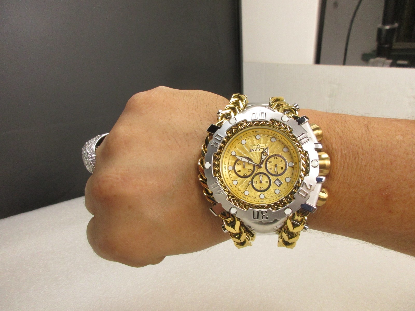 Invicta Gladiator Men’s Watch 58.3mm, Gold, Steel 48190, Gold Silver tone