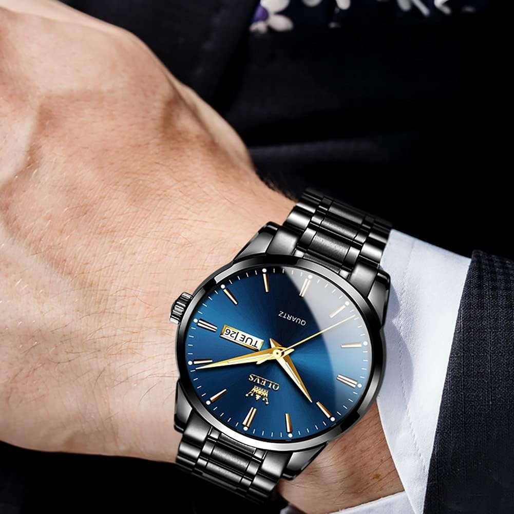 Men’s Casual Luminous Watch – Waterproof, Stylish Blue and Black Design