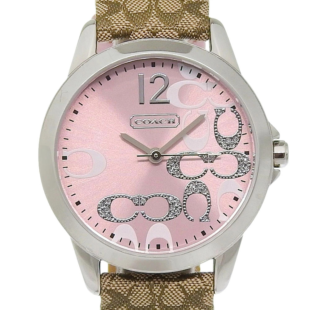COACH Wristwatch Signature CA13.7.14.0647 Stainless Steel Leather Quartz Analog