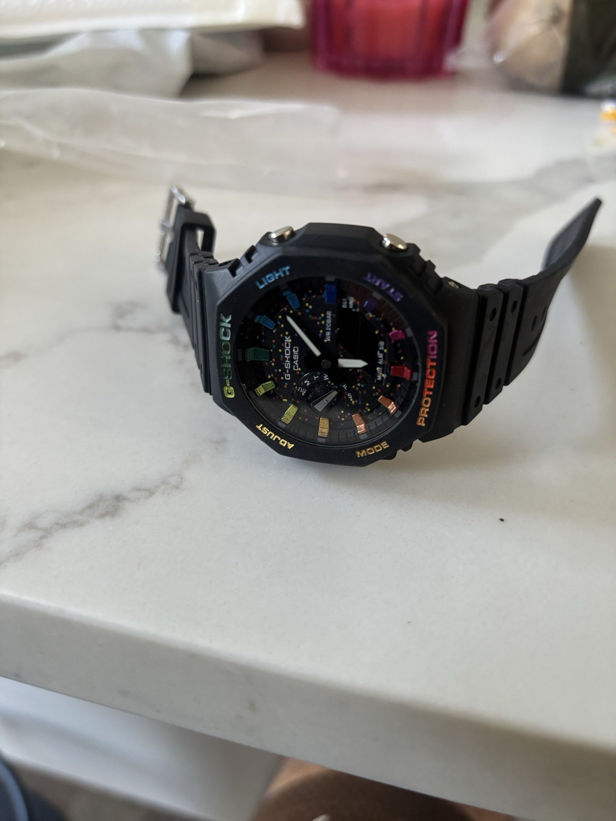 Black G-shock Watch With Color Dial