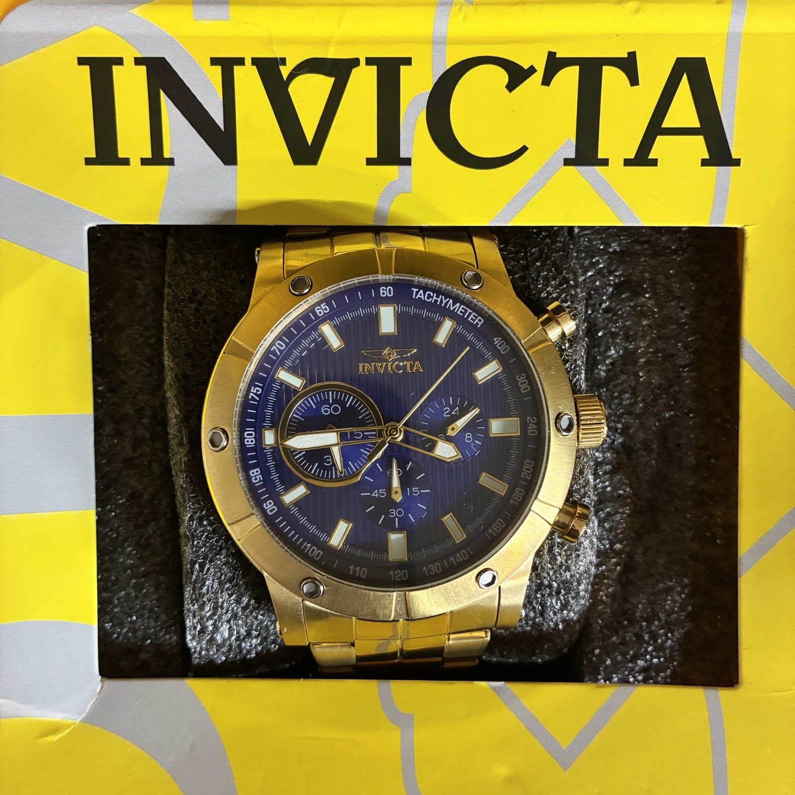 Invicta Men’s 18162 Gold Stainless Steel Chronograph Watch 46.5mm w/Box