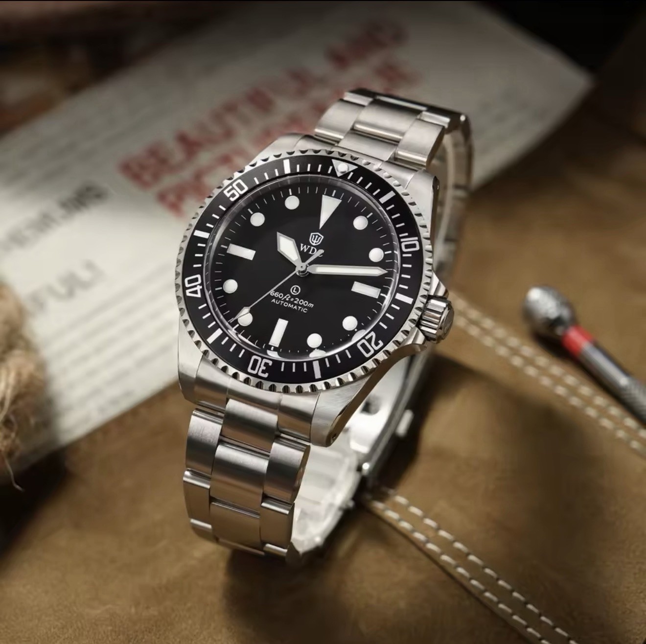 WDC Seafarer WD5513P Automatic Diver – Matte Black Dial – PT5000 High-Beat – NEW