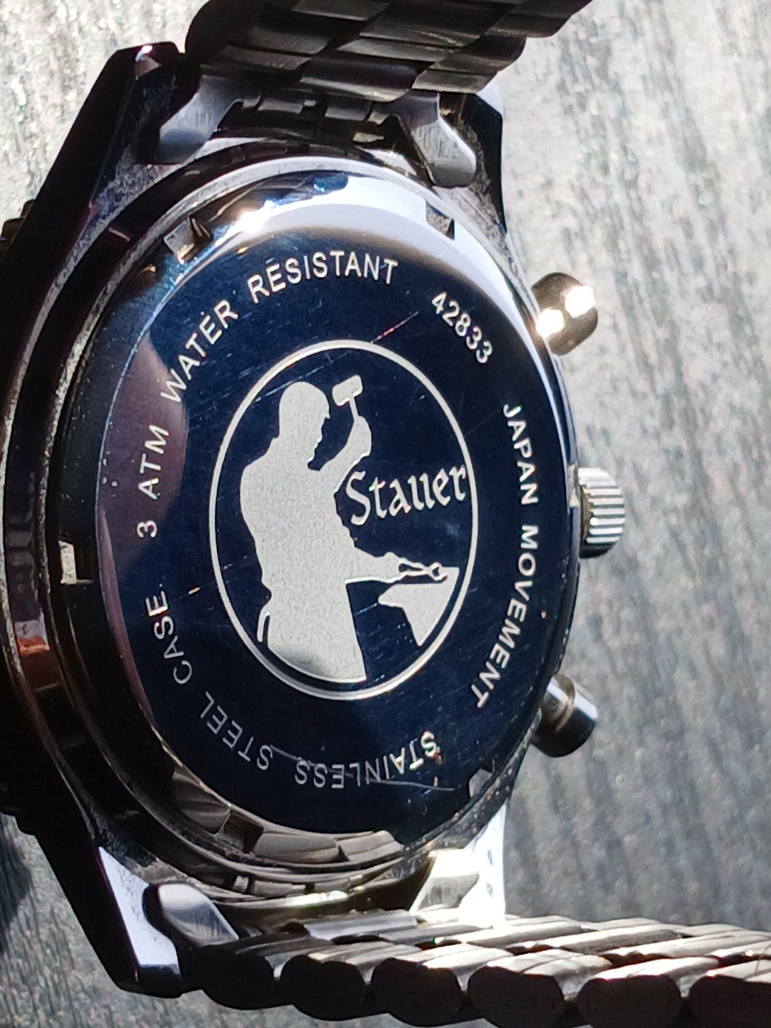 Stauer Flyboy 1916 Midnight Men Pilot Watch Bronze Dial Chronograph New Battery