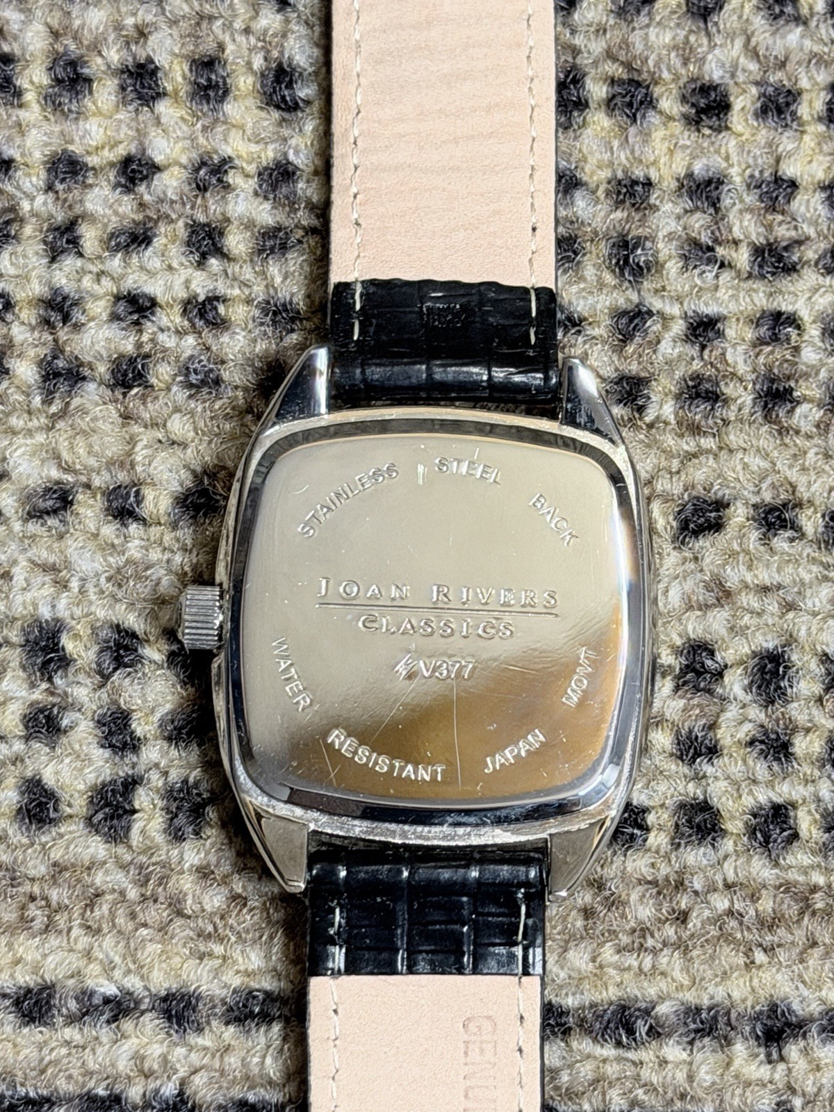 “JOAN RIVERS CLASSICS” WATCH BLACK MOTHER OF PEARL DIAL w CRYSTALS NEEDS BATTERY