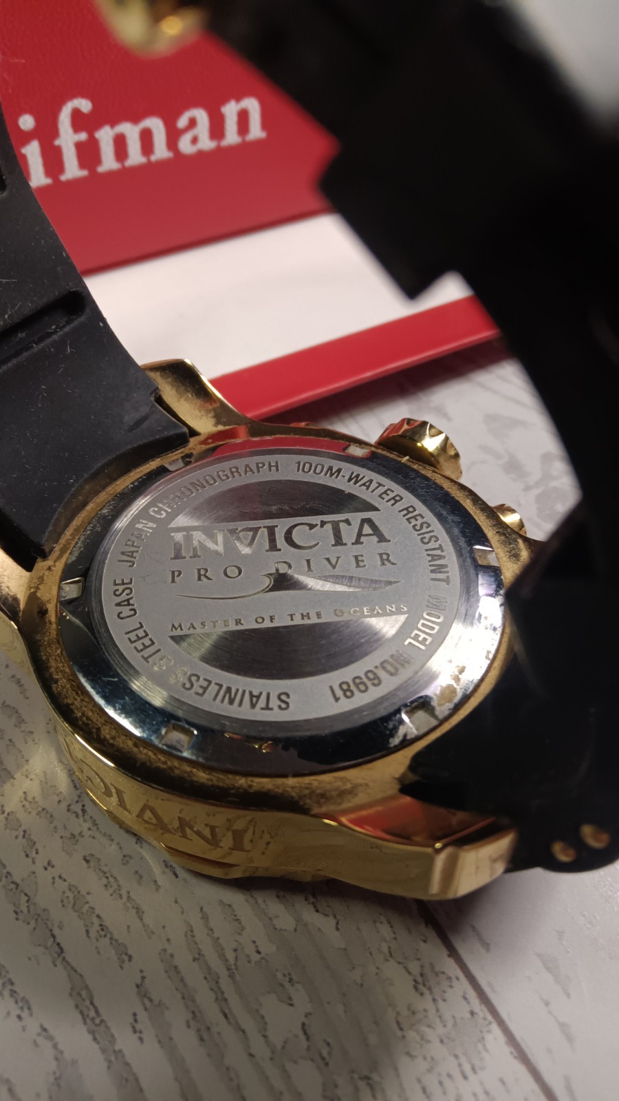 Invicta Pro Diver SCUBA 50mm Black Gold Stainless Steel Case with Black Gold…