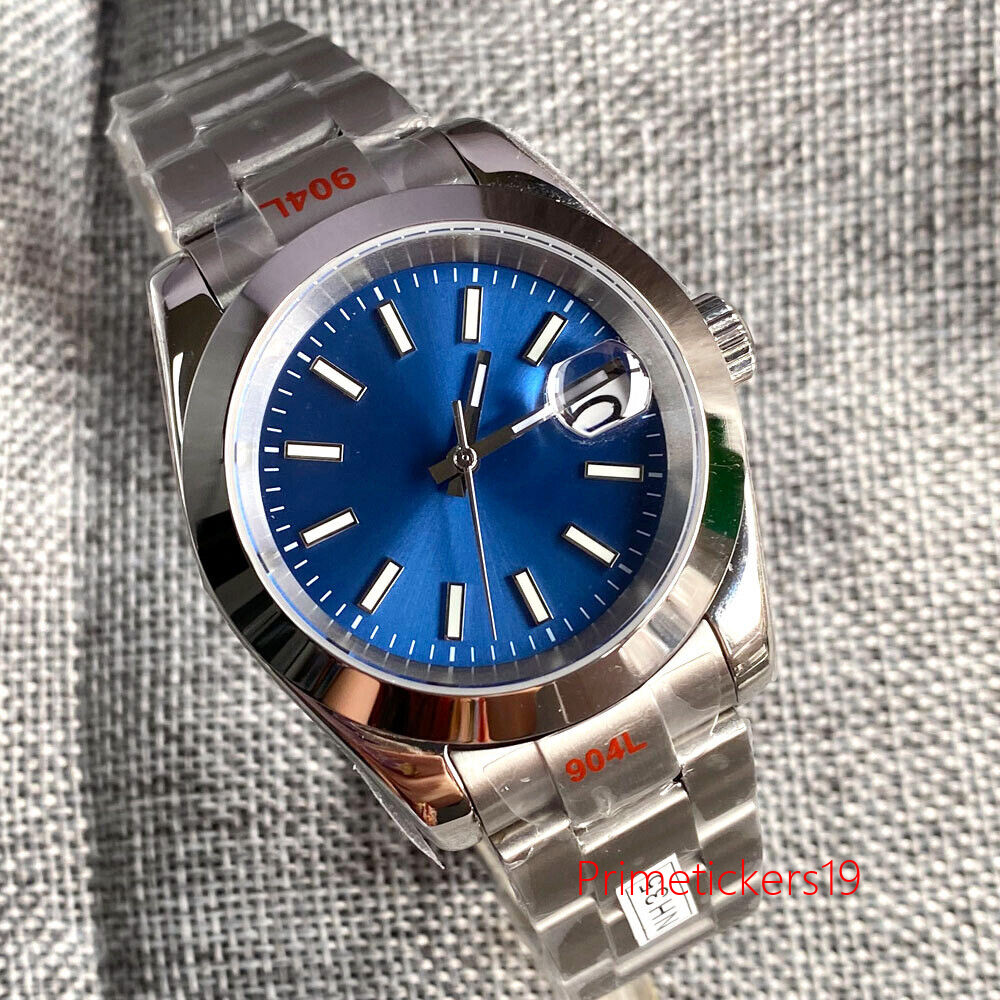 Blue/White/Grey Sunburst Dial Polished Bezel 36mm/39mm NH35A Automatic Men Watch