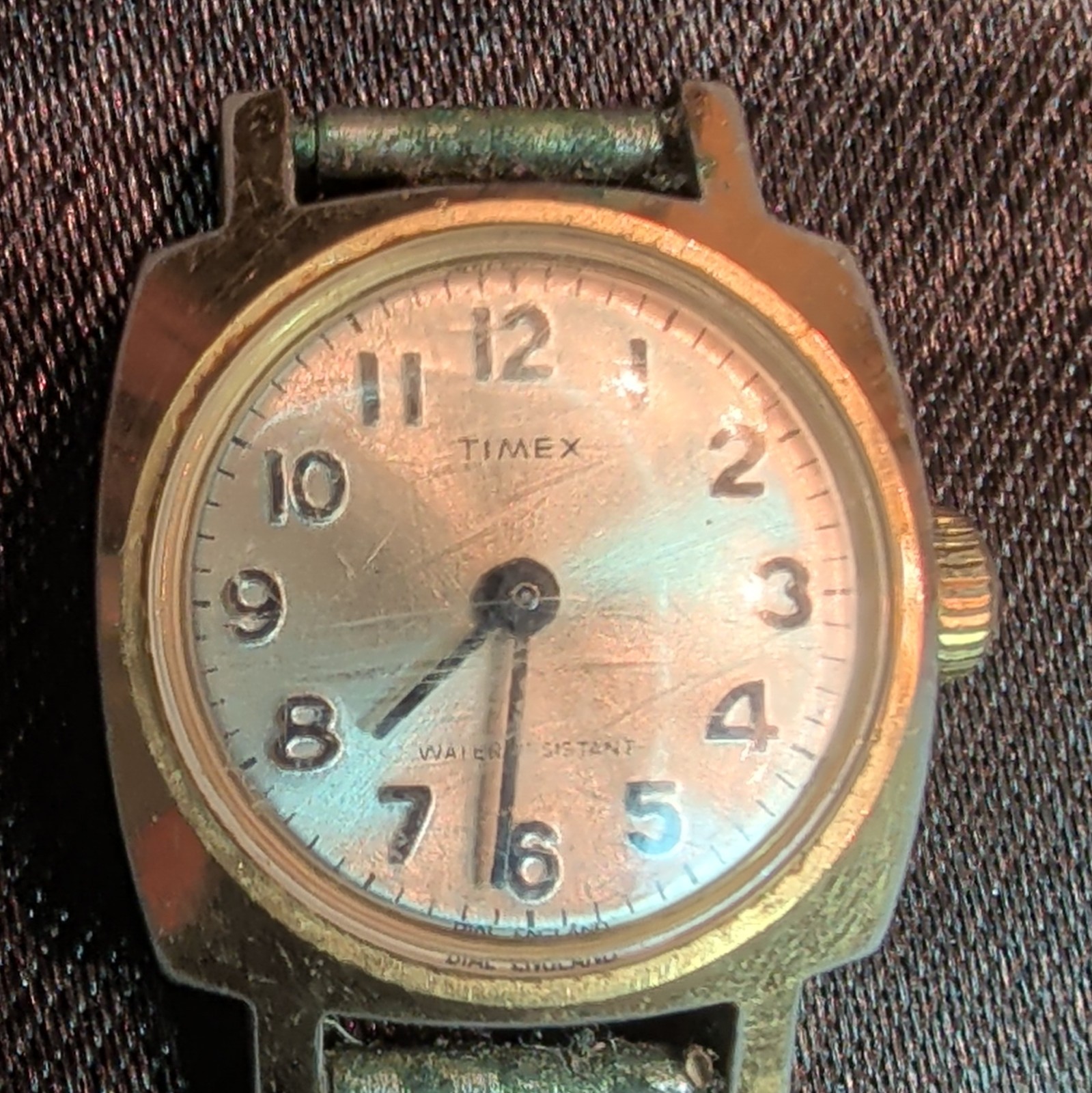 Timex Vintage Manual Mechanical Analog Water-Resistant Gold Case Green Band
