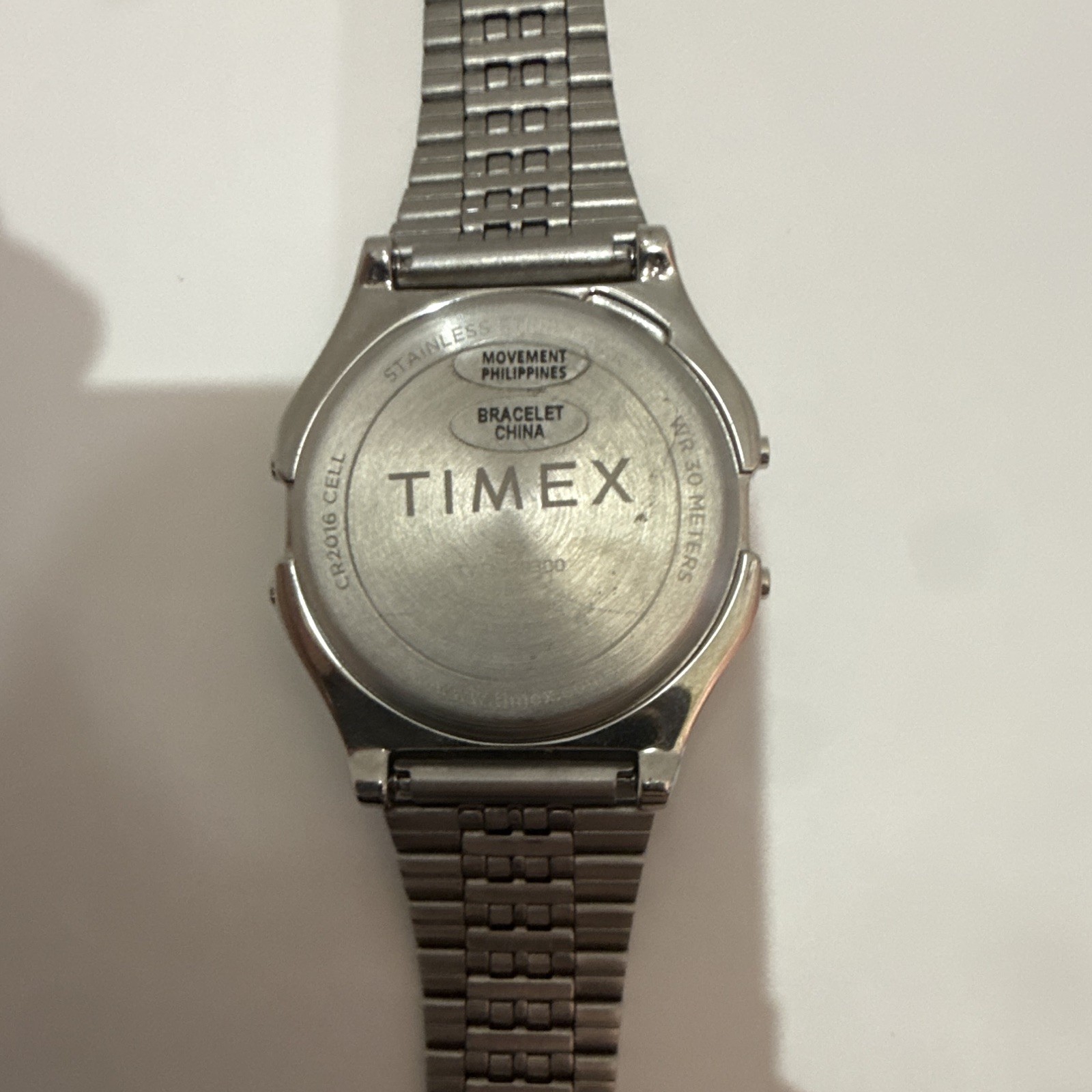 Timex T80 Digital Indiglo Green Dial Stainless Steel Bracelet 30m WR