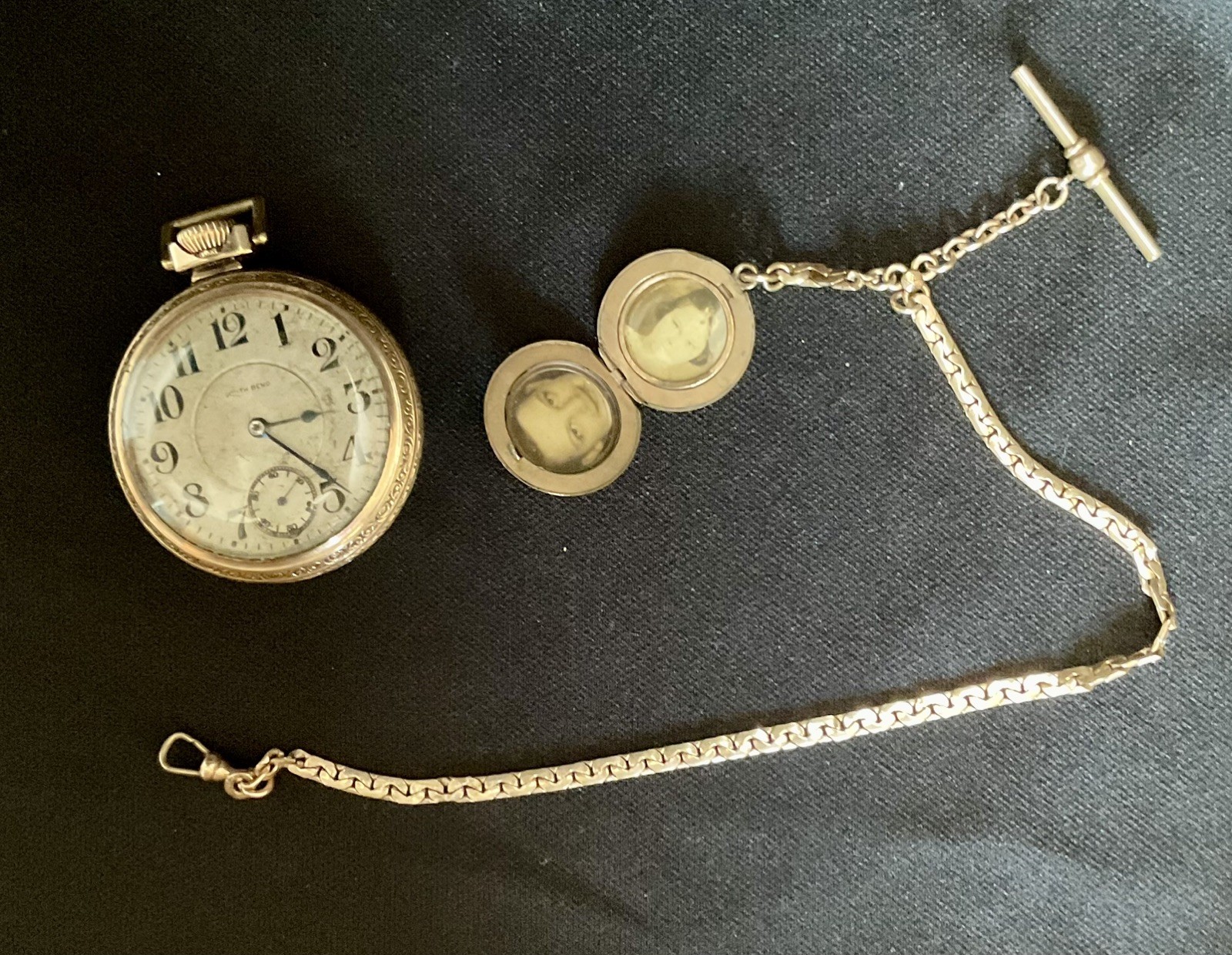 VINTAGE SOUTH BEND 21 JEWEL Size 16s POCKET WATCH With Gold Filled Chain