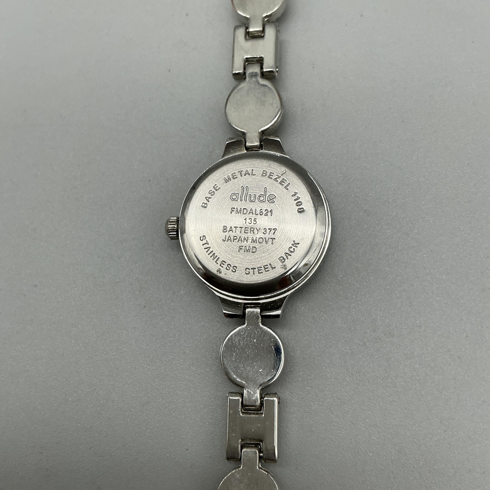 Allude Womens Watch 22mm Silver Tone Blue Crystals FMDAL629 New Battery 7.75″