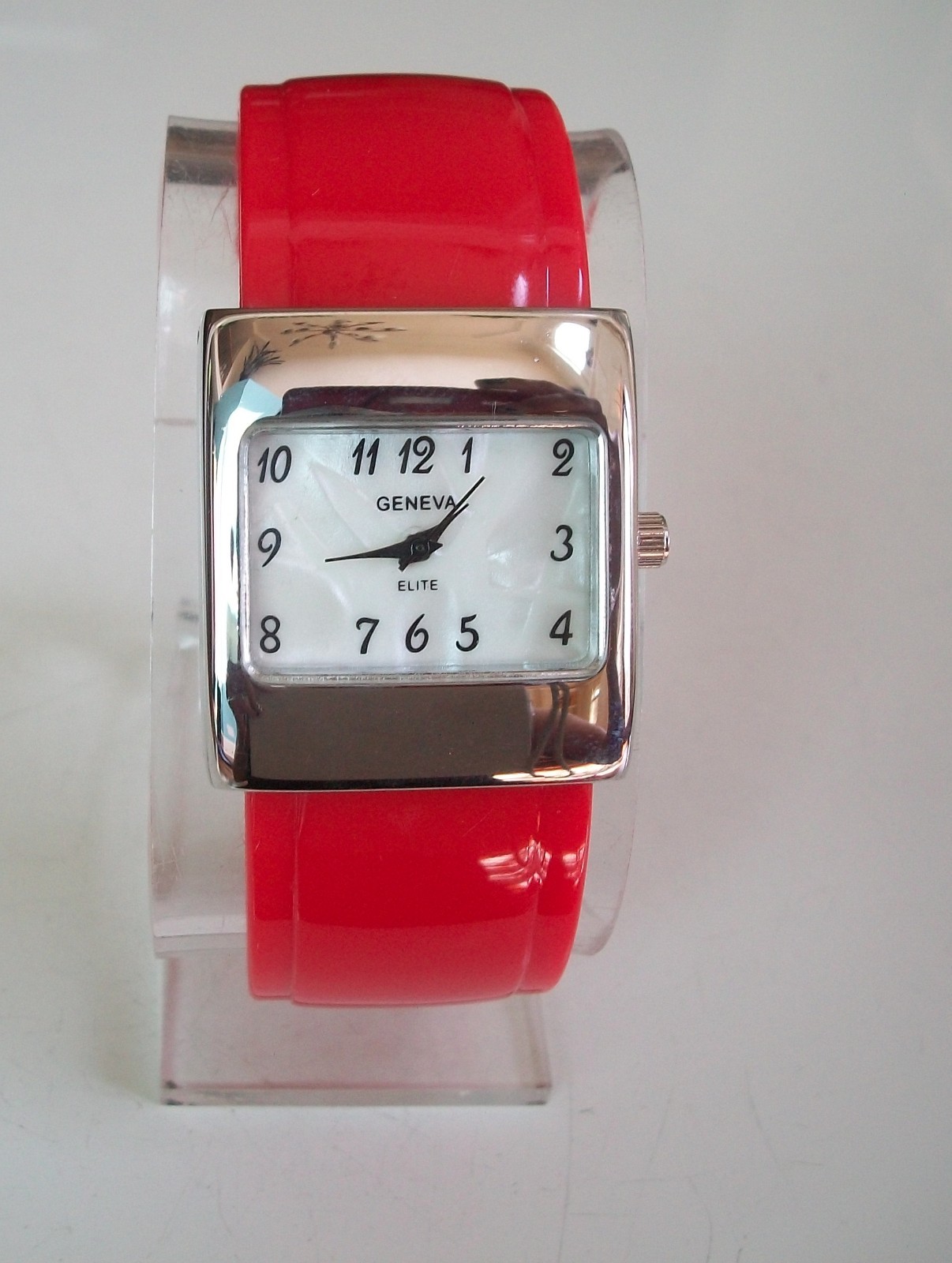 Number Dial Blue, Gray, Black, Red, Brown Plastic Cuff BangleWomen Casual Watch