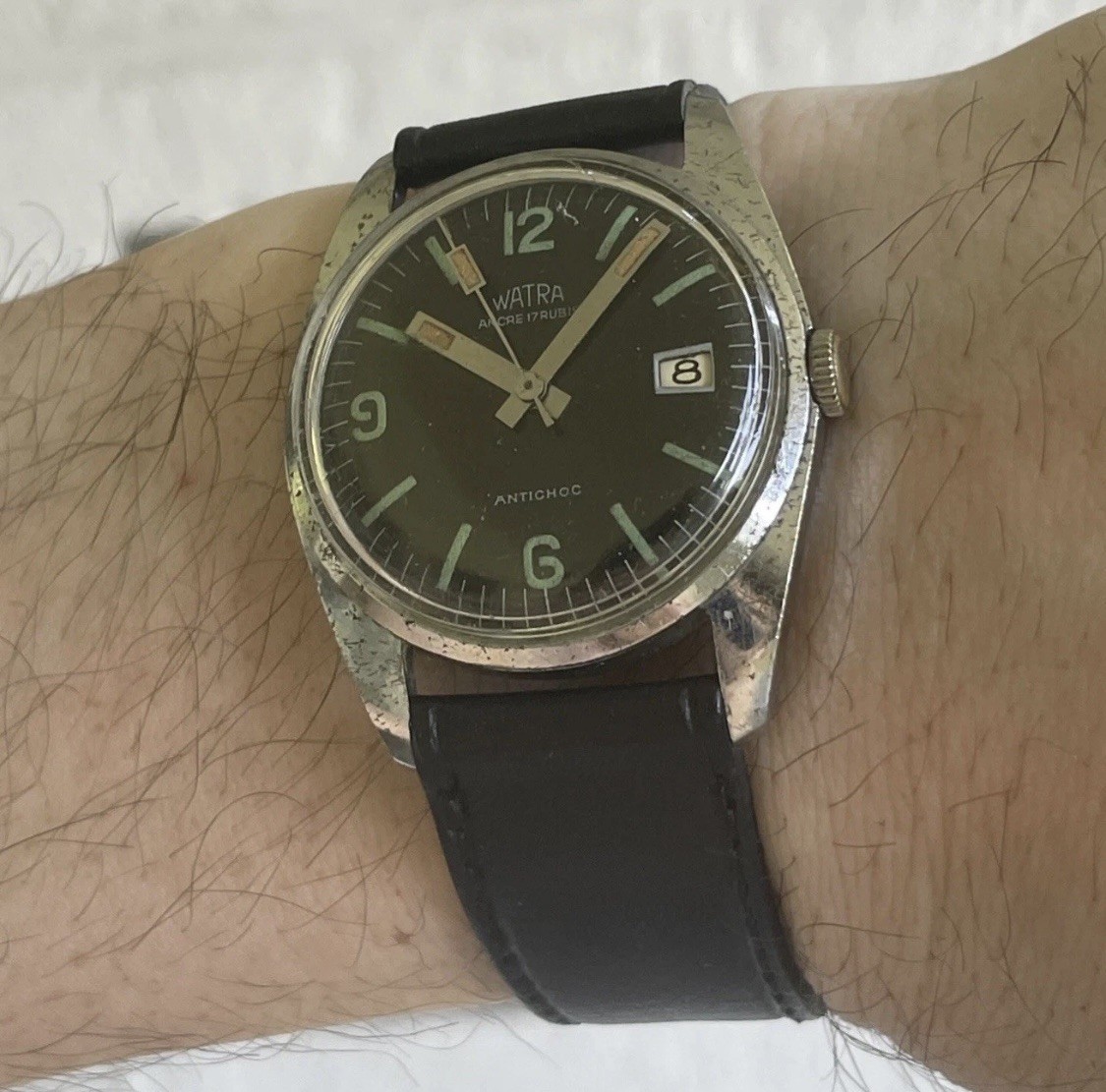 Vintage WATRA manual field explorer black dial sport watch outdoors military