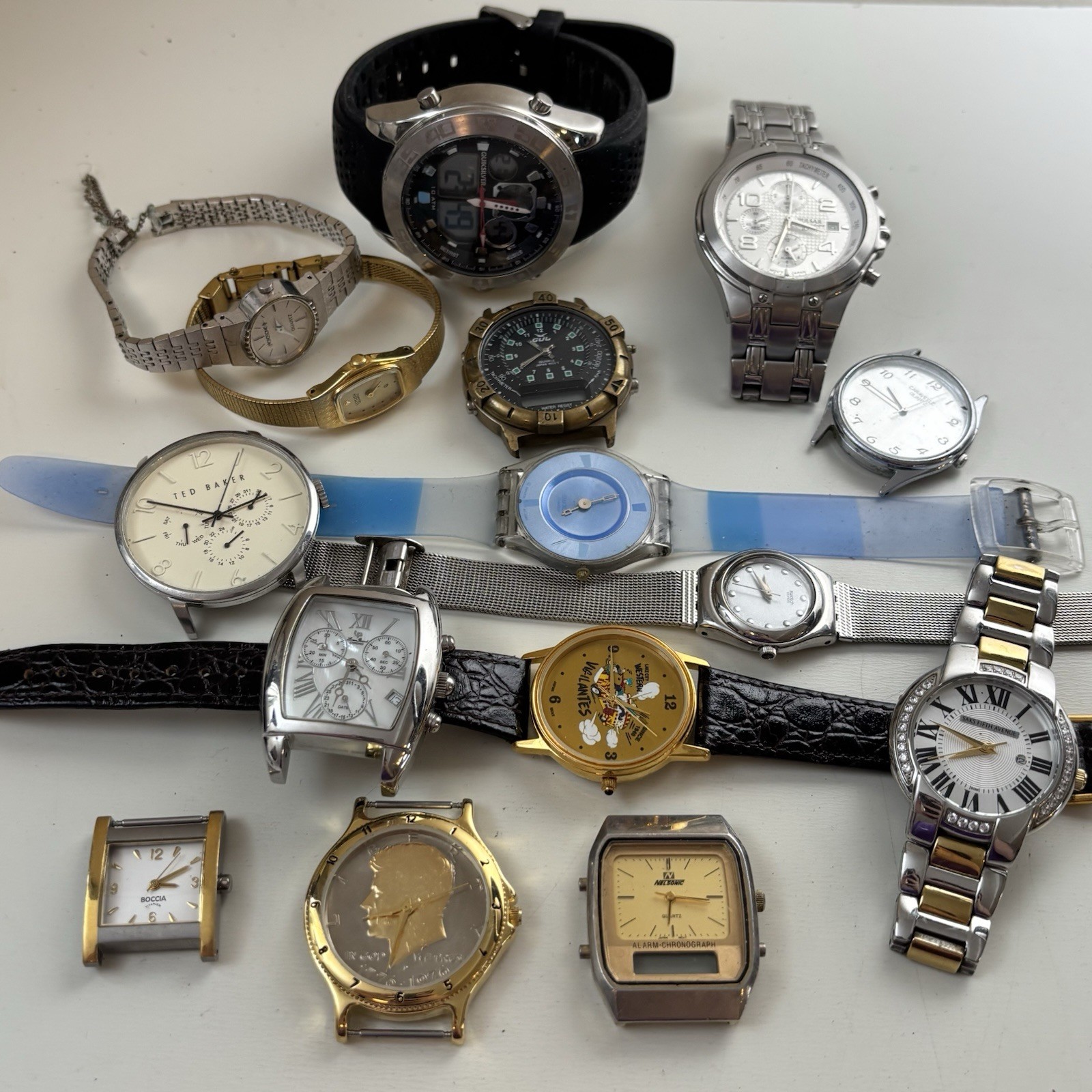 Untested Vintage Quartz Watch Lot – Ted Baker Boccia Citizen Swatch Gul Pulsar