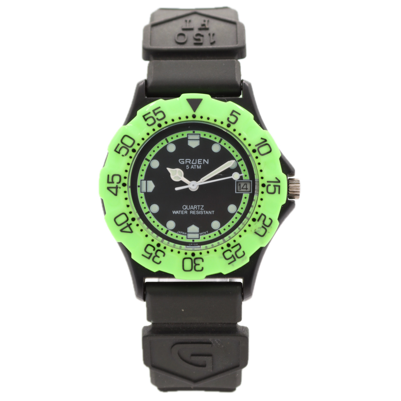 34.5mm Gruen 219-2115 Lime Green Men’s Quartz Wristwatch Japan PVD Case