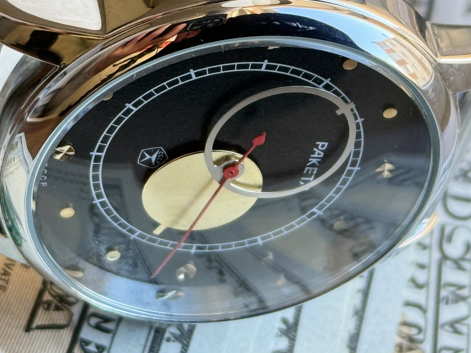 Raketa Copernicus Black Mechanical Soviet Mens Watch 1990s Sun Dial Vintage Rare