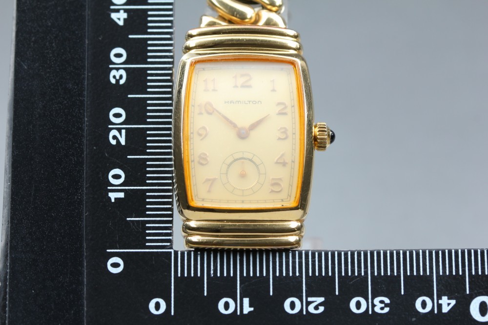 HAMILTON Benton 6198A Gold Small Seconds Rectangular GP Quartz 22mm Ladies Watch