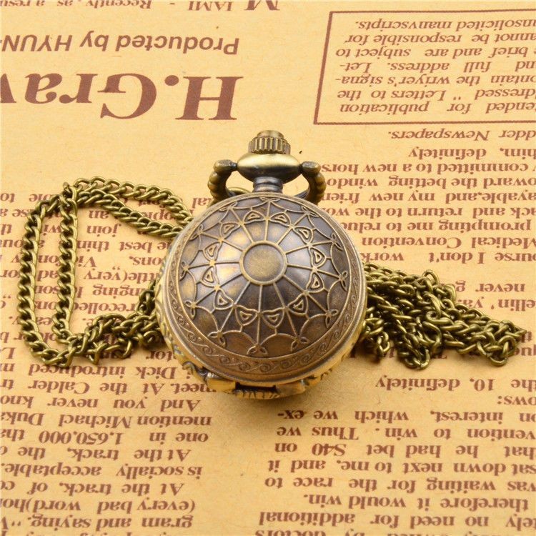 Small Pocket Watch Necklace Flip Cover Cute Style Unisex Quartz Watch