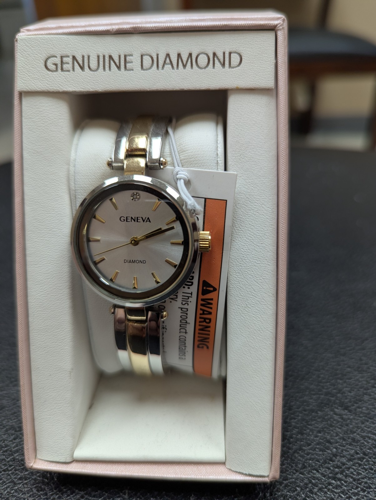 Women’s Geneva Genuine Diamond Collection Gold & Silvertone Fashion Watch NIP