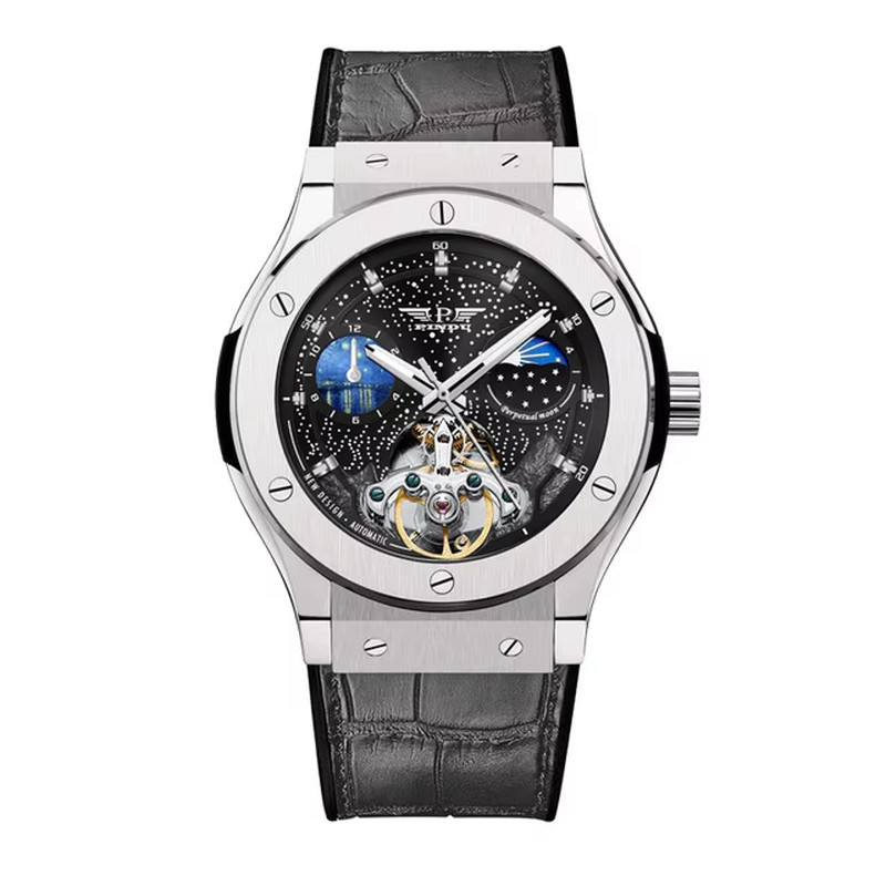 PINDU Design 6537 Men’s Automatic Mechanical Moonphase Leather Watch Waterproof