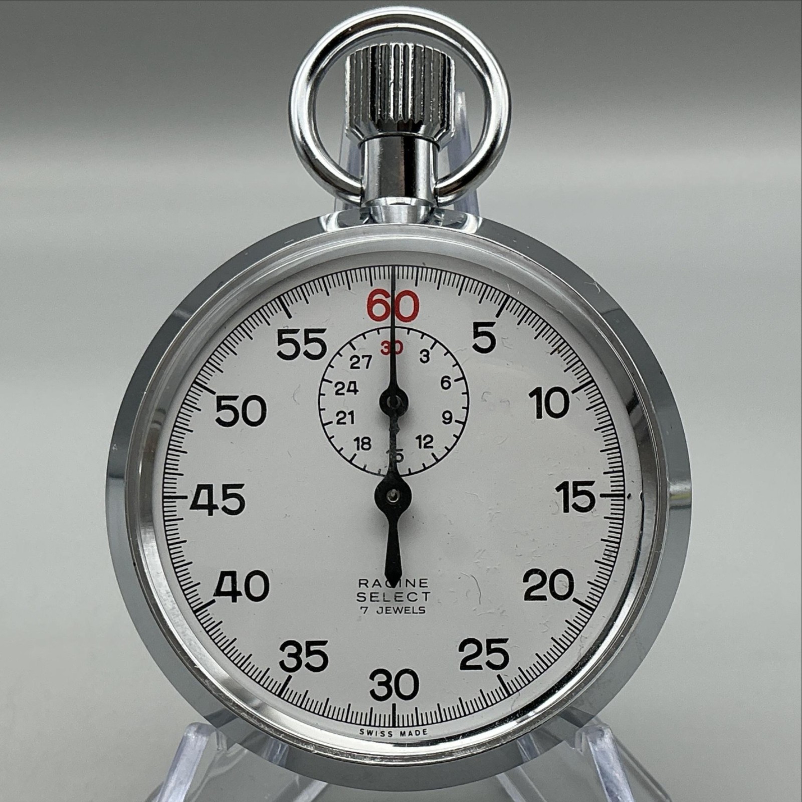 Vintage Racine Select Stop Watch Men 51mm Stopwatch Swiss Made 7J Manual Wind